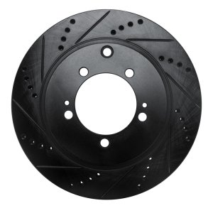 Mitsubishi Lancer Brake Rotor (1) - Rear Left - R1 Concepts - Drilled & Slotted - Black - `03-`06